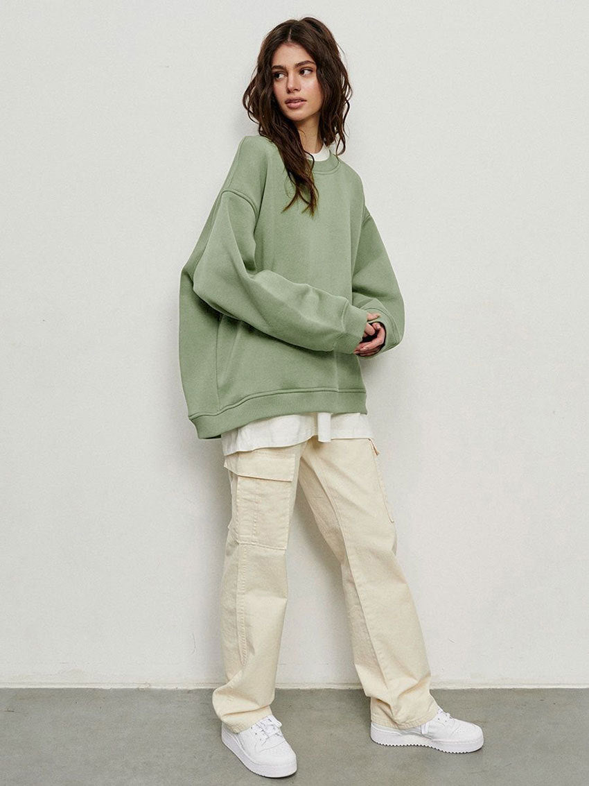 Adiffu Loose Round Neck Pullover Sweatshirt