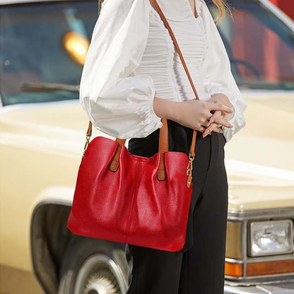 Adiffu Genuine Leather Handbags Head Layer Cowhide Litchi Grain Women Crossbody Bag