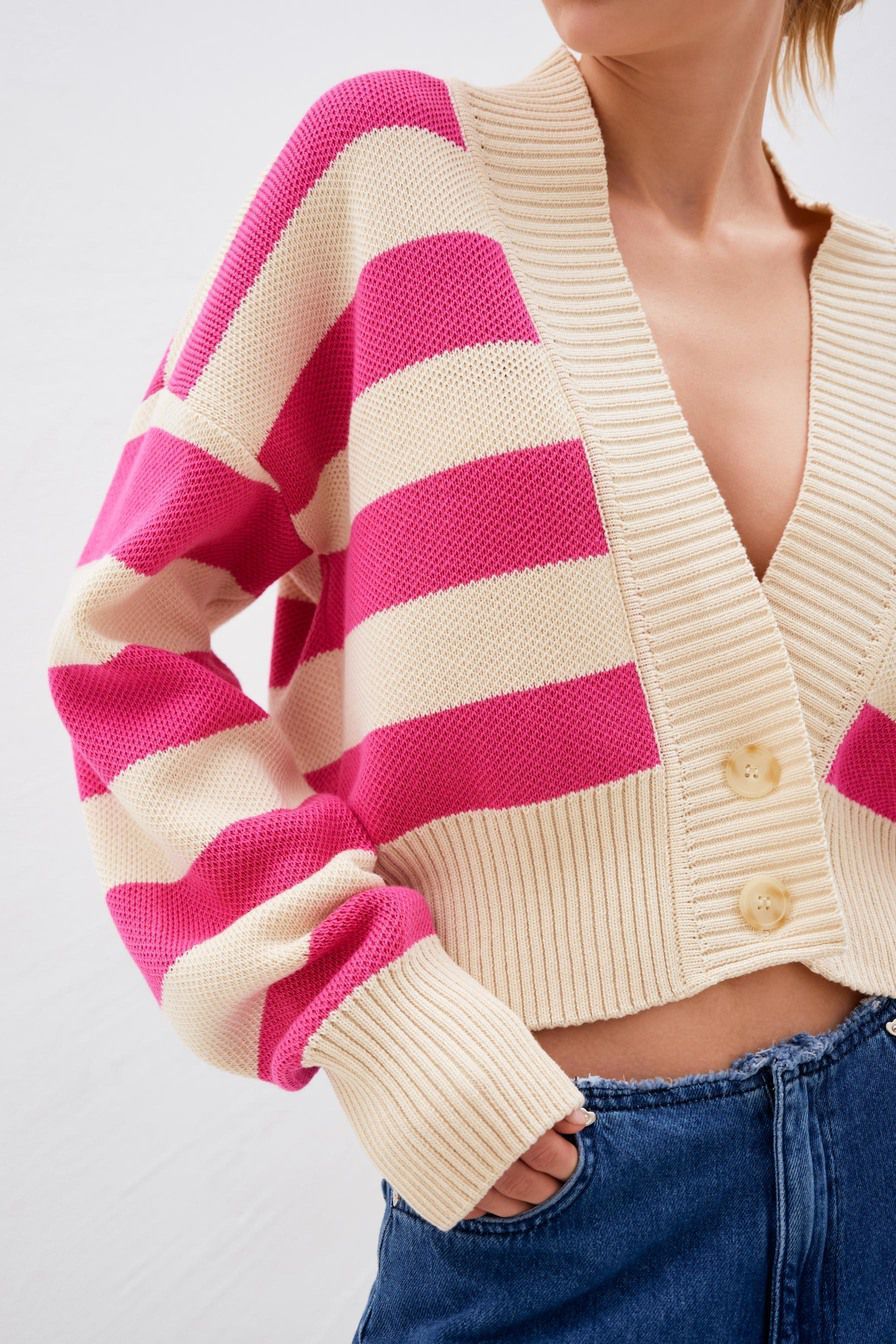 Adiffu Color Contrast Loose Design Knit Cardigan Coat