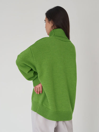 Adiffu Autumn Winter Solid Color Loose Knitted Sweater