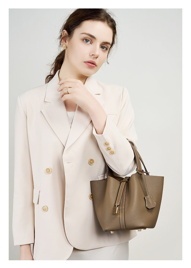 Adiffu Leather Bucket Bag Bridal Handbag