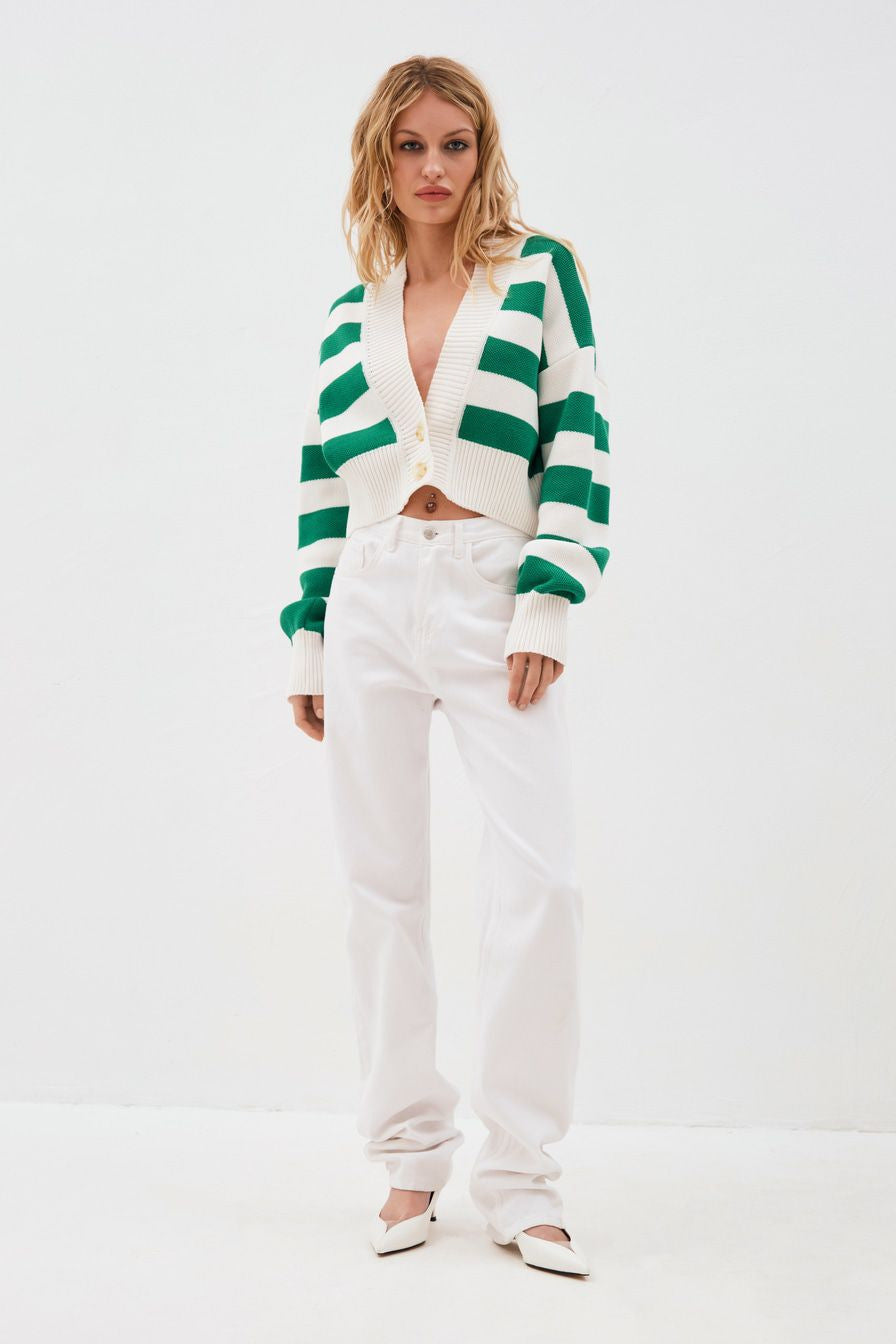 Adiffu Color Contrast Loose Design Knit Cardigan Coat