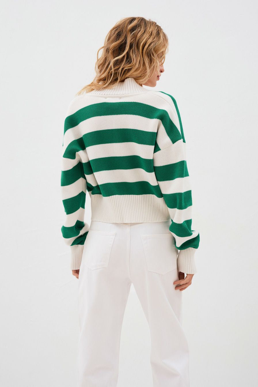 Adiffu Color Contrast Loose Design Knit Cardigan Coat