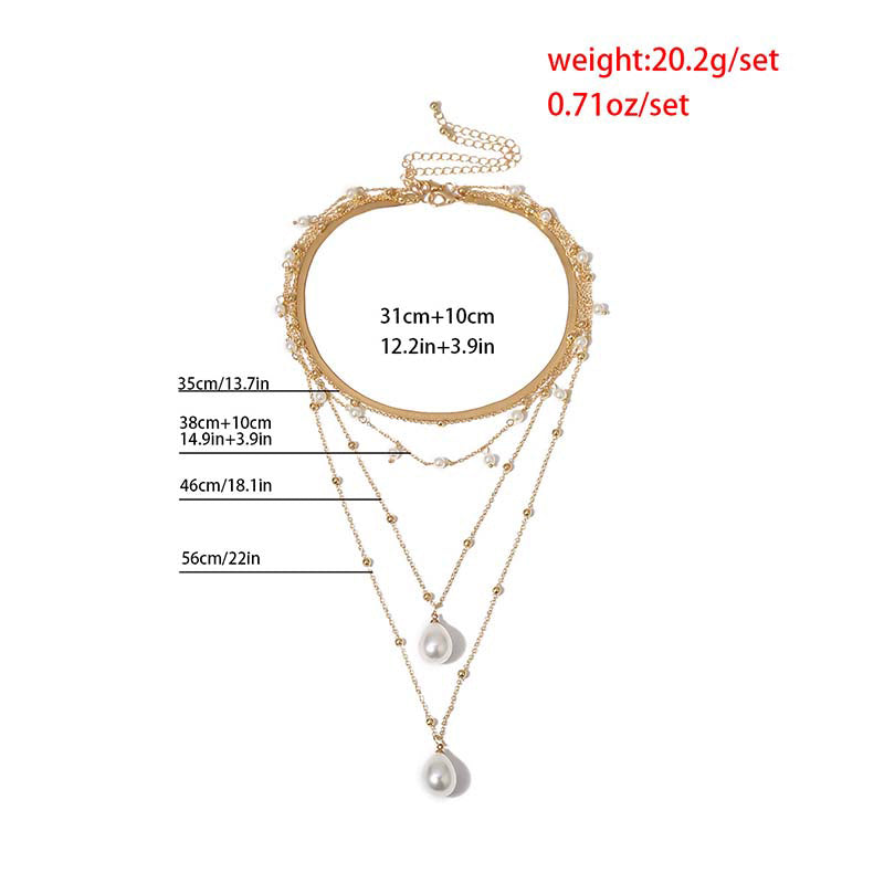 Adiffu Drop Pearl Pendant Necklace