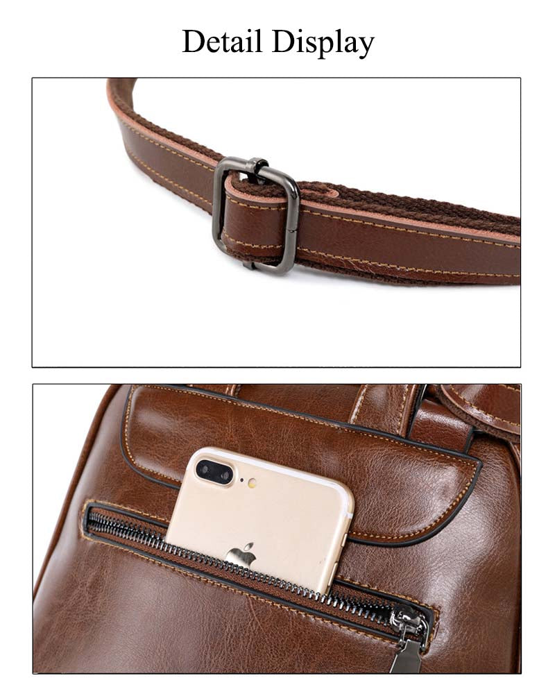 Adiffu Stylish Retro Genuine Leather Backpack Women's School Bag