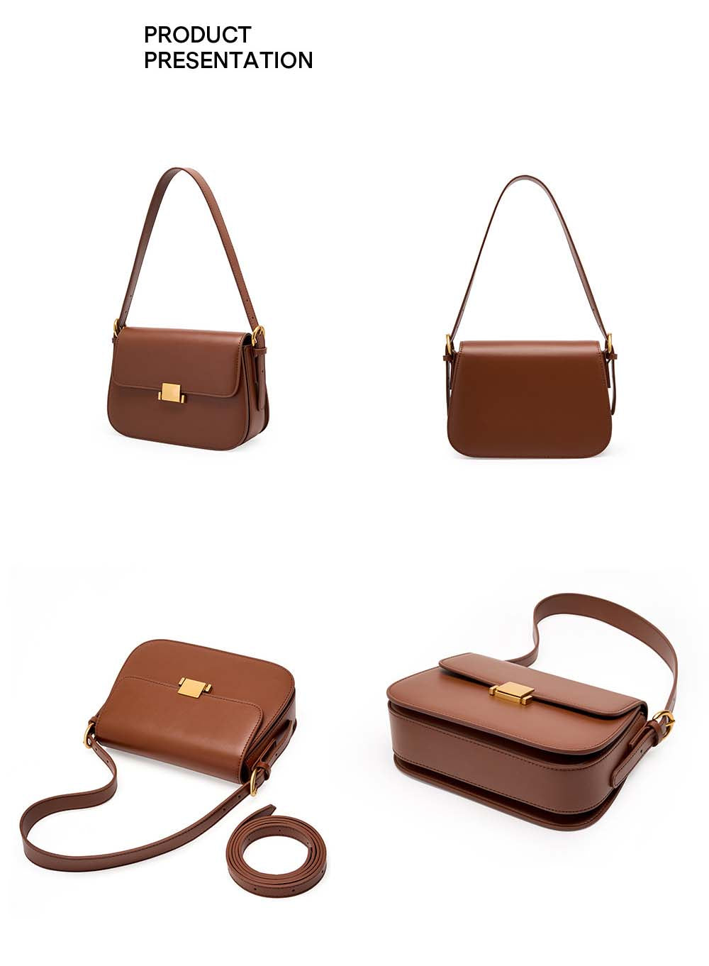 Adiffu Fashionable Leather Tofu Bag