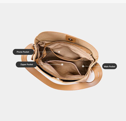 Adiffu All-match Leather Bucket Bag