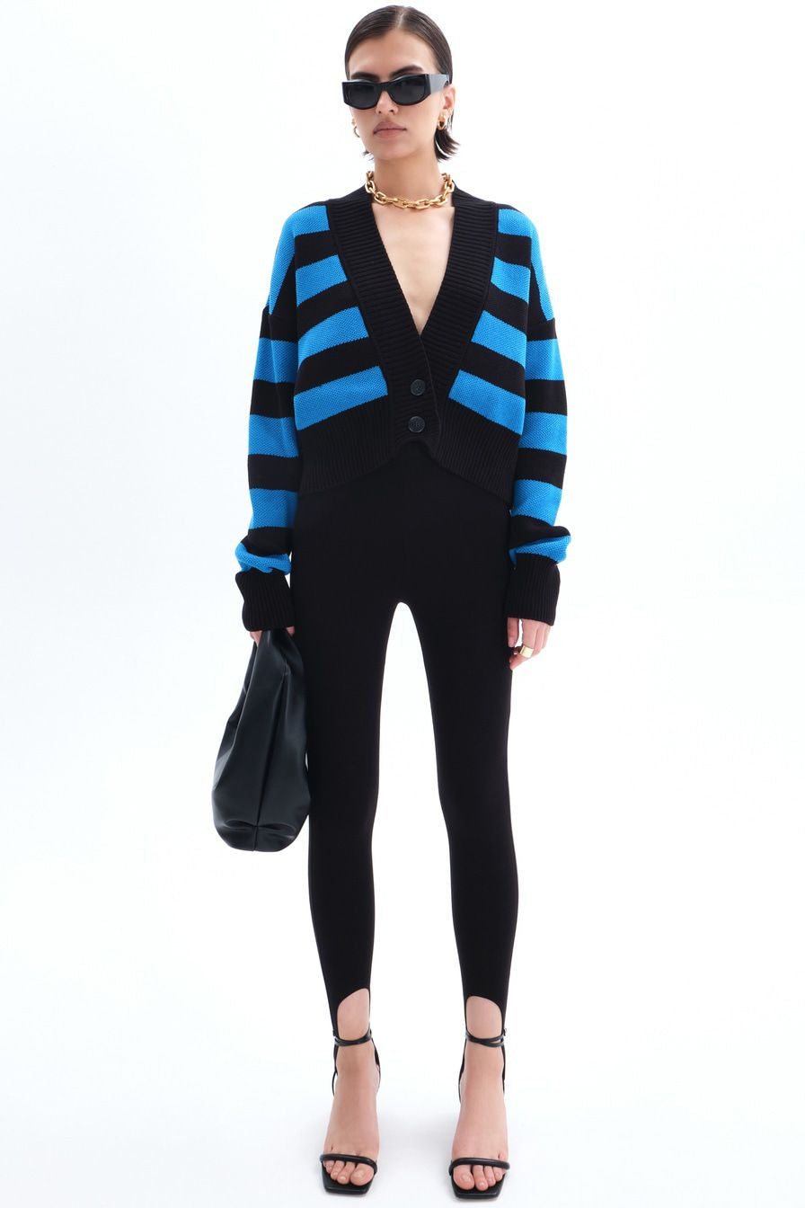 Adiffu Color Contrast Loose Design Knit Cardigan Coat