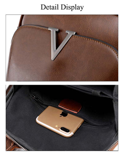 Adiffu Stylish Retro Genuine Leather Backpack Women's School Bag