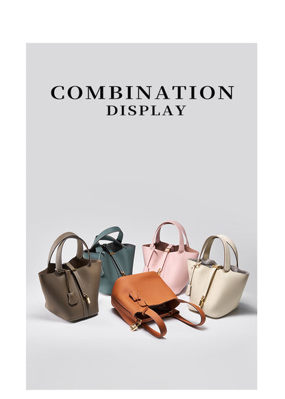 Adiffu Leather Bucket Bag Bridal Handbag