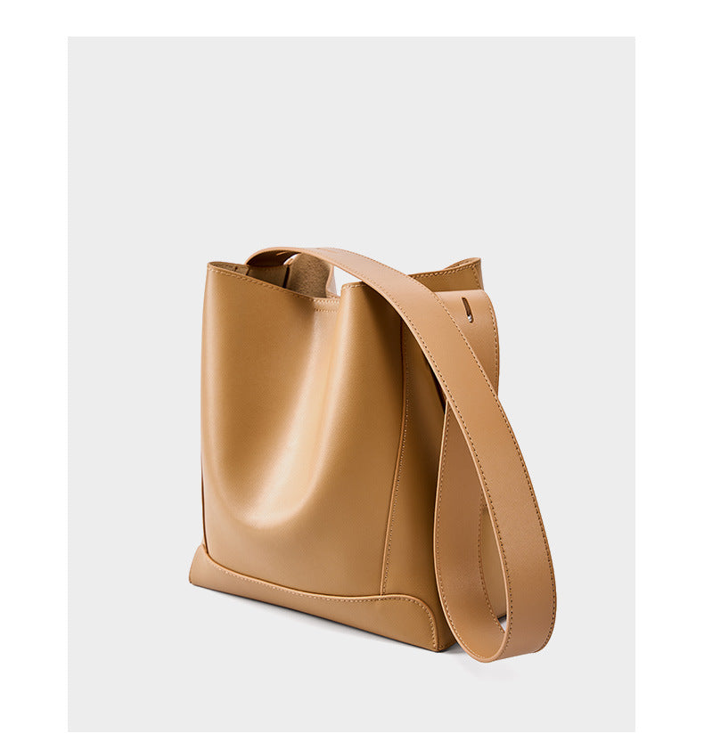 Adiffu All-match Leather Bucket Bag