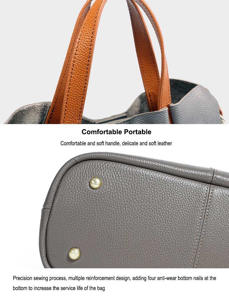Adiffu Genuine Leather Handbags Head Layer Cowhide Litchi Grain Women Crossbody Bag