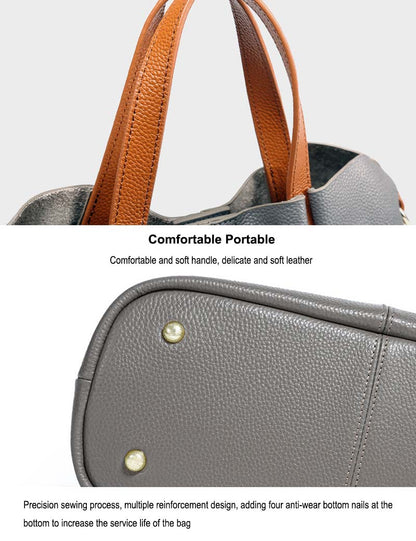Adiffu Genuine Leather Handbags Head Layer Cowhide Litchi Grain Women Crossbody Bag