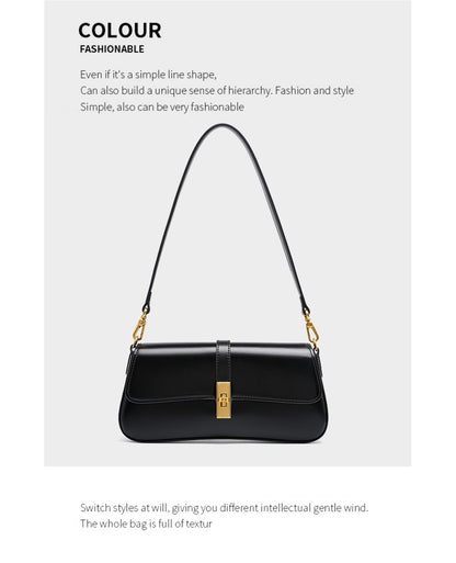Adiffu High Quality Cowhide Baguette Underarm Bag Shoulder Crossbody Bag
