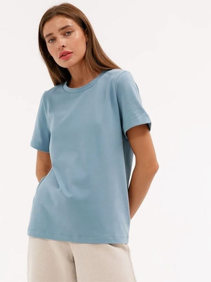 Adiffu Fashion Casual Solid Color Round Neck Short-sleeved T-shirt