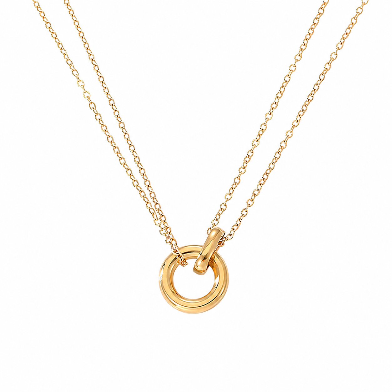 Adiffu Geometric Circular Pendant Necklace