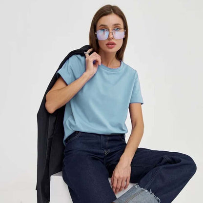 Adiffu Fashion Casual Solid Color Round Neck Short-sleeved T-shirt