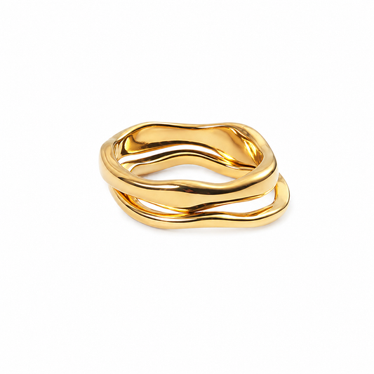 Adiffu Undulating Irregular Gold Stacker Ring