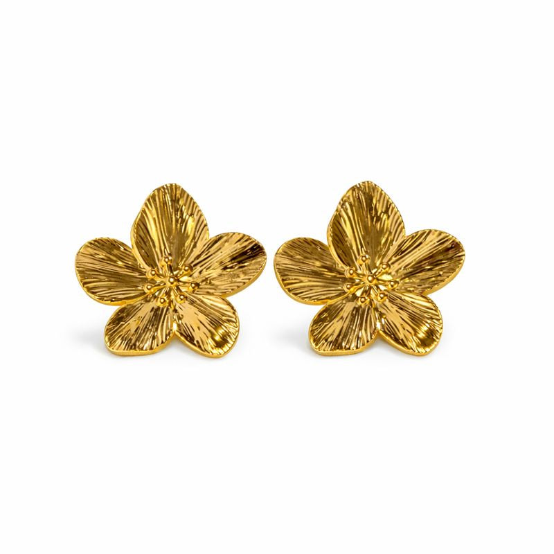 Adiffu French Vintage Gold Floral Earrings