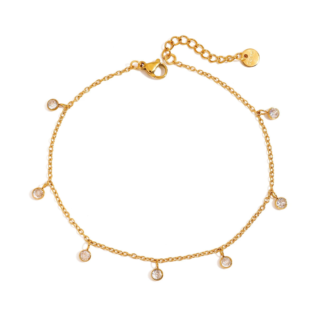 18K Gold Stainless Steel Minimalist Zircon Beach Anklet