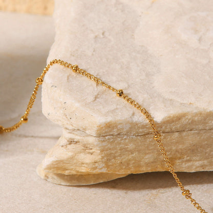 Delicate Gold Beaded Anklet-Elegant Stainless Steel Foot Jewelry
