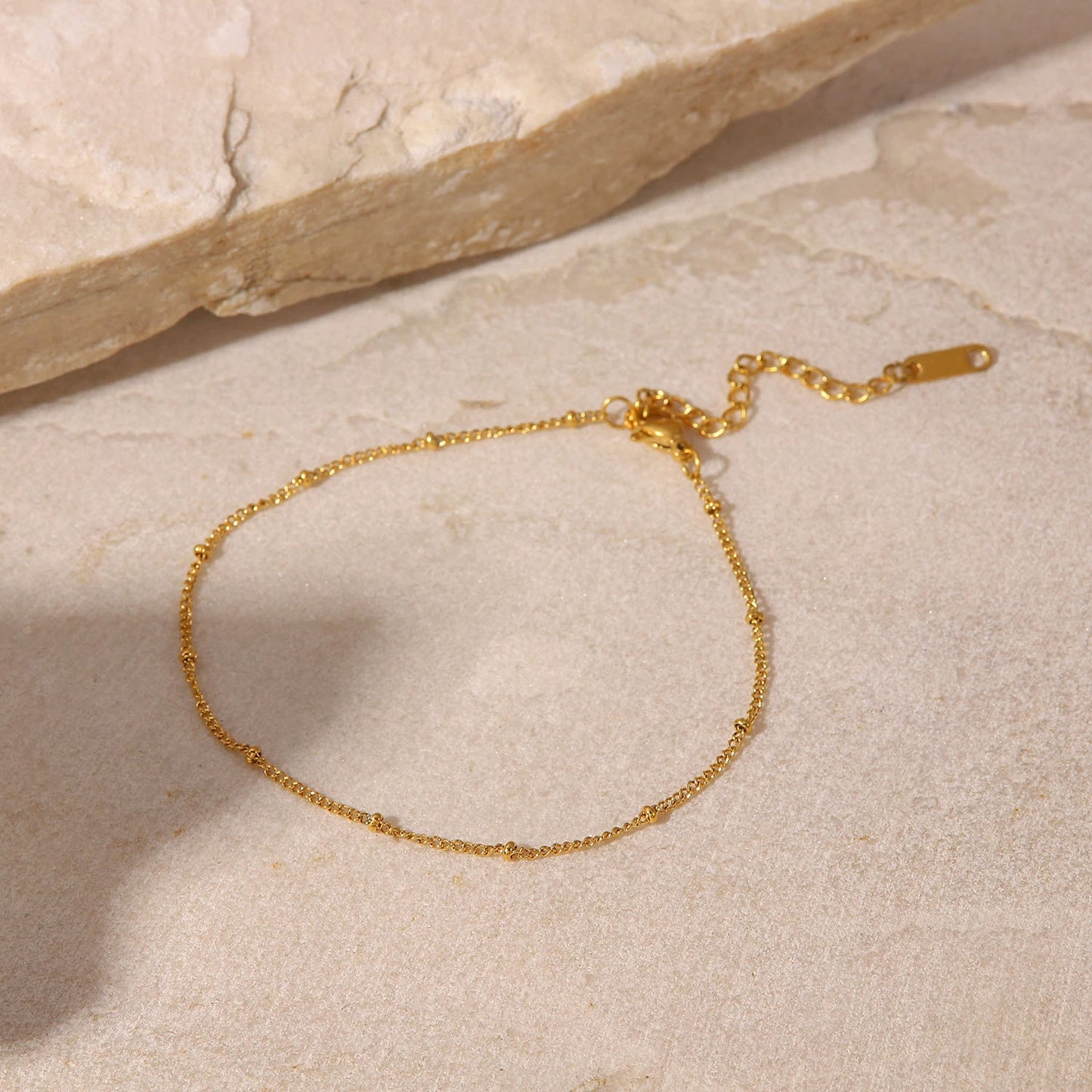 Delicate Gold Beaded Anklet-Elegant Stainless Steel Foot Jewelry