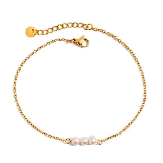 Classic Freshwater Pearl Anklet-Minimal Elegant Foot Jewelry