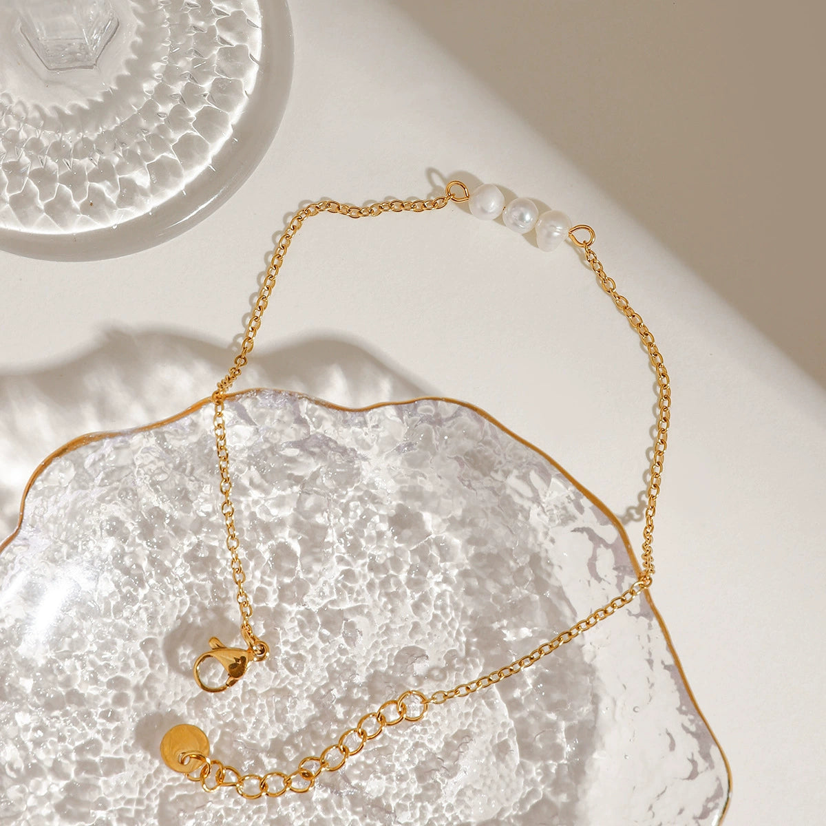 Classic Freshwater Pearl Anklet-Minimal Elegant Foot Jewelry