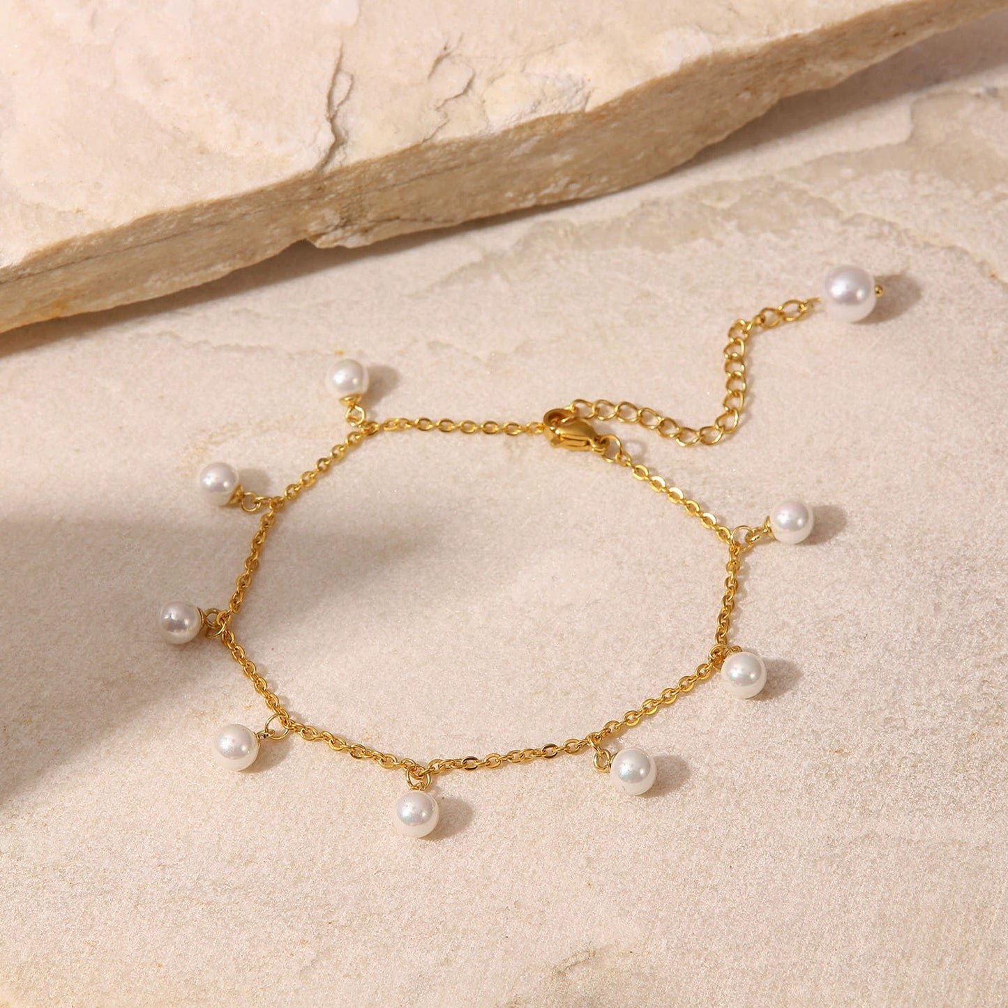 French Chic Pearl Tassel Anklet-18K Gold Stainless Steel