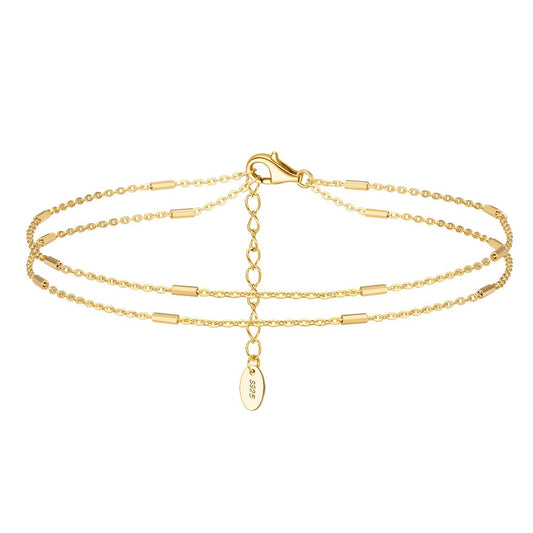 Luna Layered Anklet-S925 Sterling Silver
