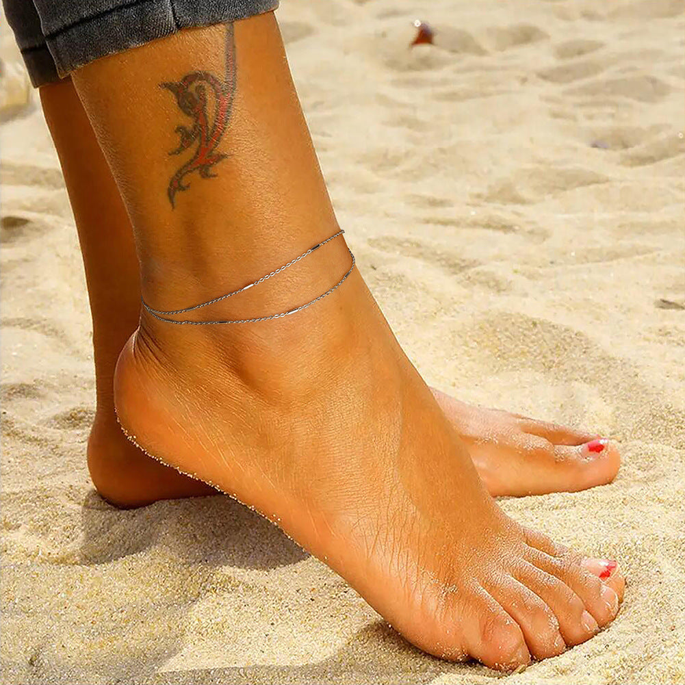 Luna Layered Anklet-S925 Sterling Silver
