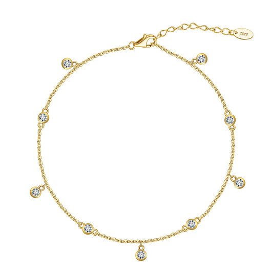Celeste Zircon Charm Anklet-S925 Sterling Silver