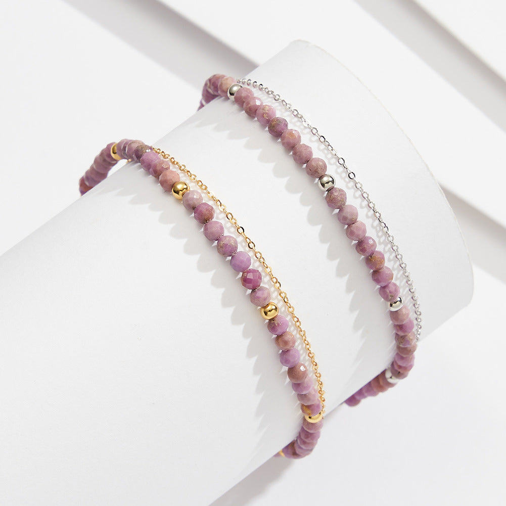 Violet Aura Double Layer Anklet-S925 Sterling Silver
