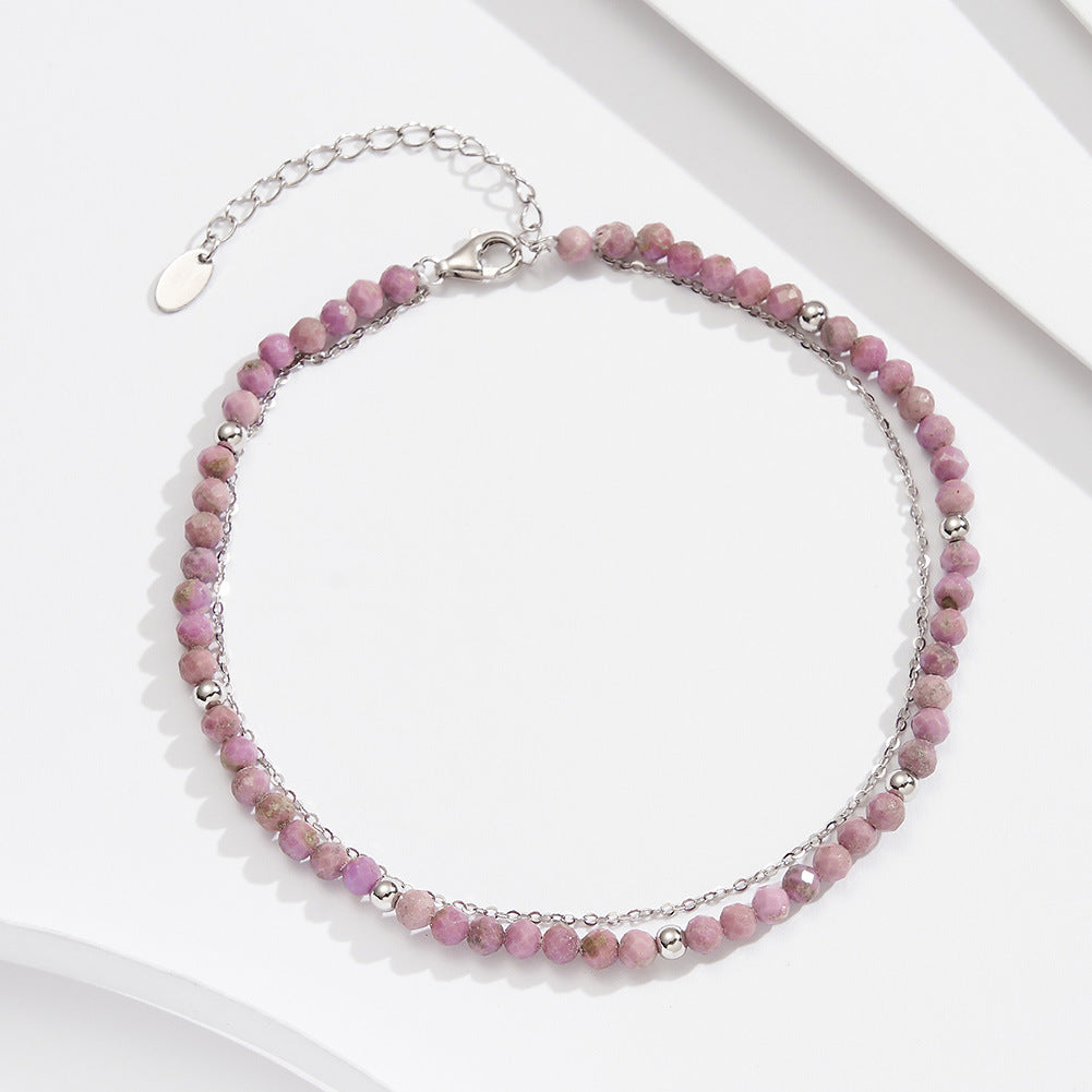 Violet Aura Double Layer Anklet-S925 Sterling Silver