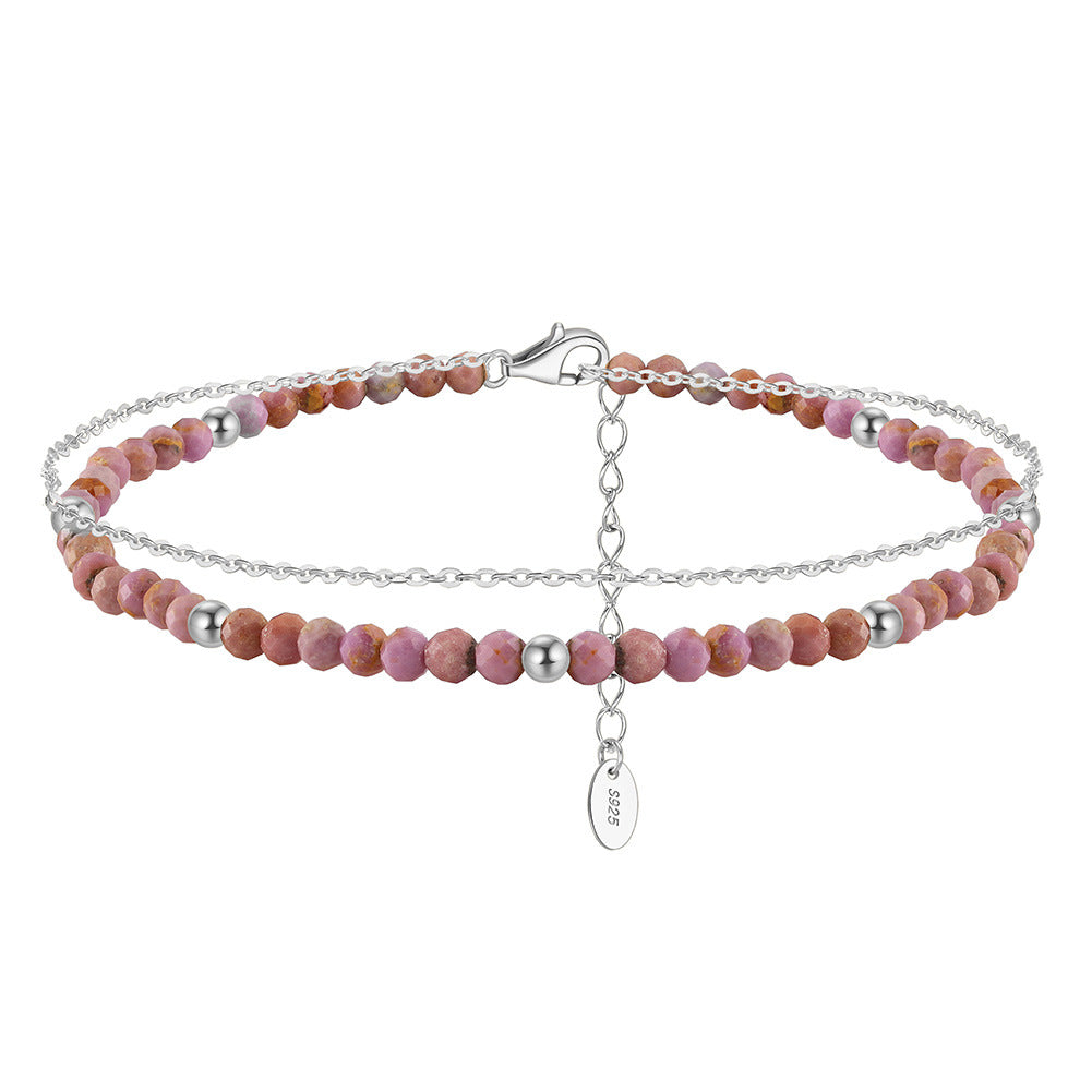 Violet Aura Double Layer Anklet-S925 Sterling Silver