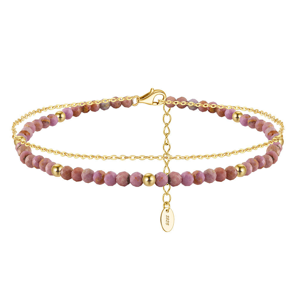 Violet Aura Double Layer Anklet-S925 Sterling Silver