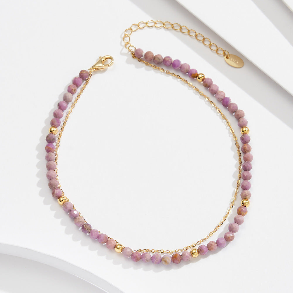Violet Aura Double Layer Anklet-S925 Sterling Silver
