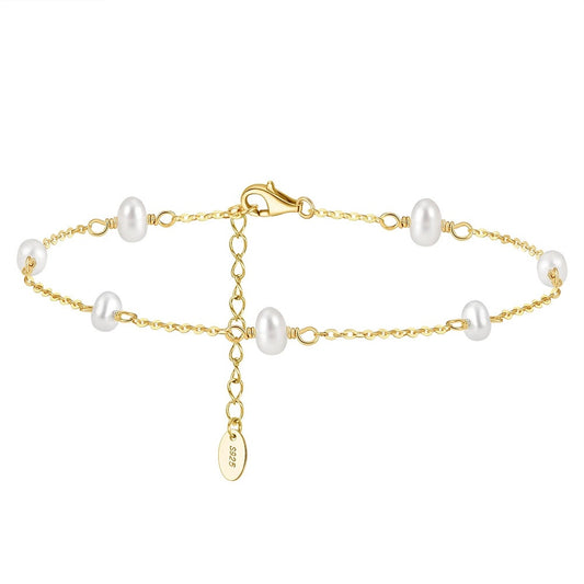 Luna Baroque Pearl Anklet-S925 Sterling Silver