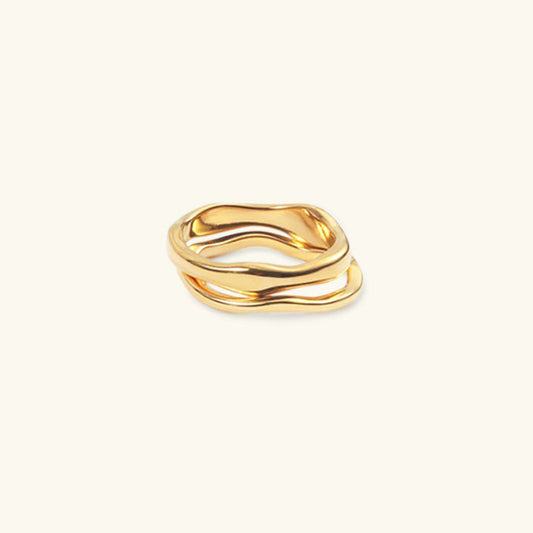 Adiffu Undulating Irregular Gold Stacker Ring