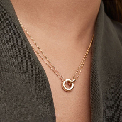 Adiffu Geometric Circular Pendant Necklace