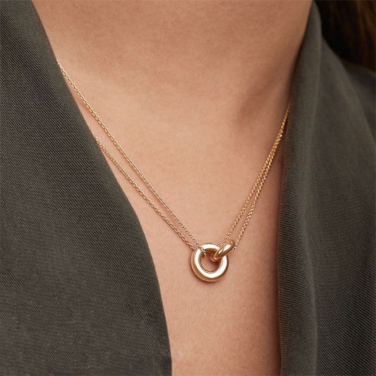 Adiffu Geometric Circular Pendant Necklace