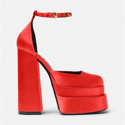 Adiffu Fashion Ankle Strap Pumps Chunky heels