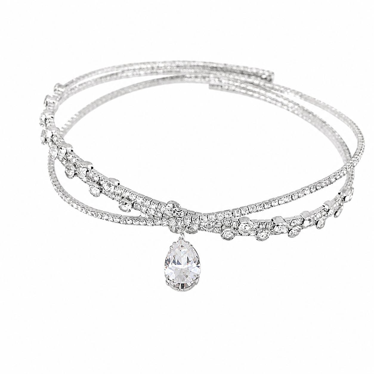 Double Row Crystal Choker Necklace – Sweet Minimal Rhinestone Clavicle Chain