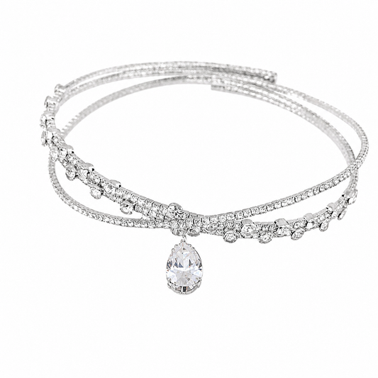 Double Row Crystal Choker Necklace – Sweet Minimal Rhinestone Clavicle Chain