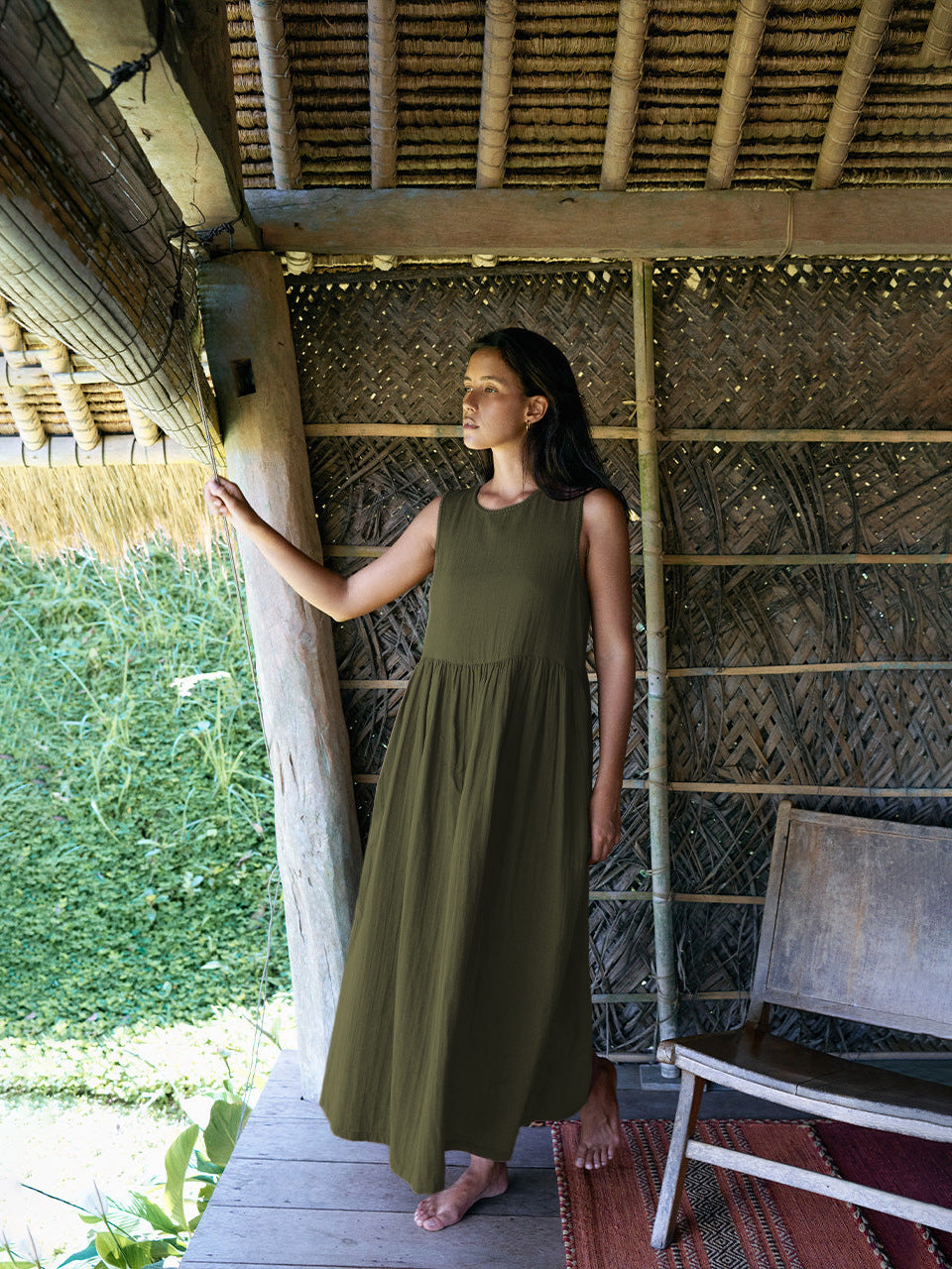 Élise Reversible Linen Midi Dress