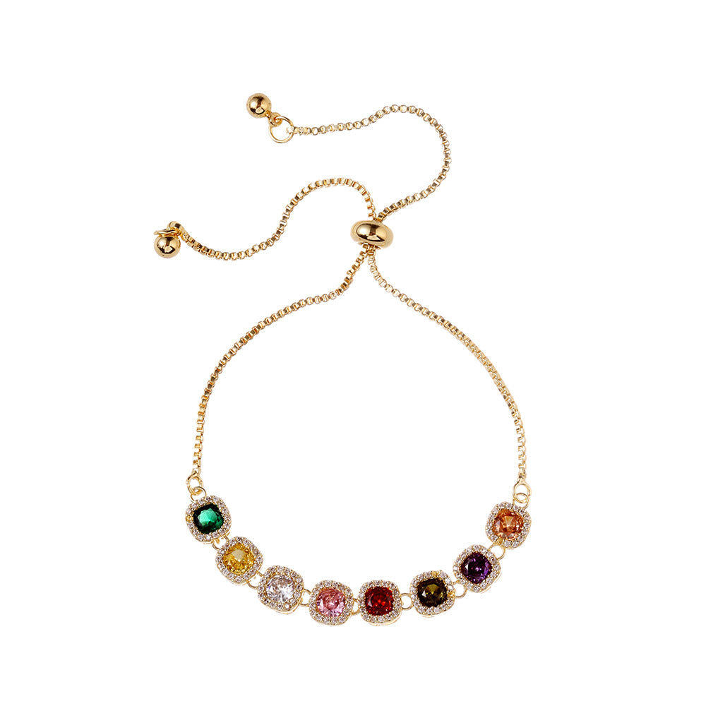 Graceful Gemstone Chain Charm Bracelet