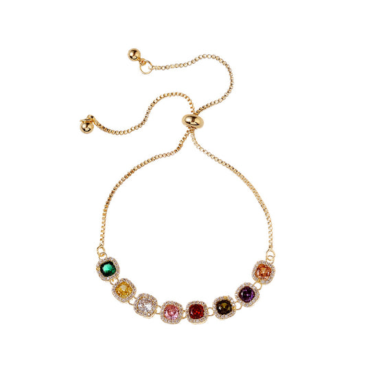 Graceful Gemstone Chain Charm Bracelet