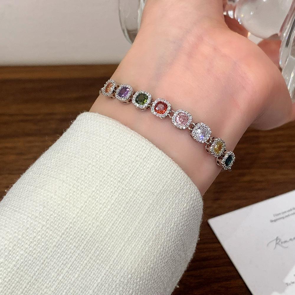 Graceful Gemstone Chain Charm Bracelet