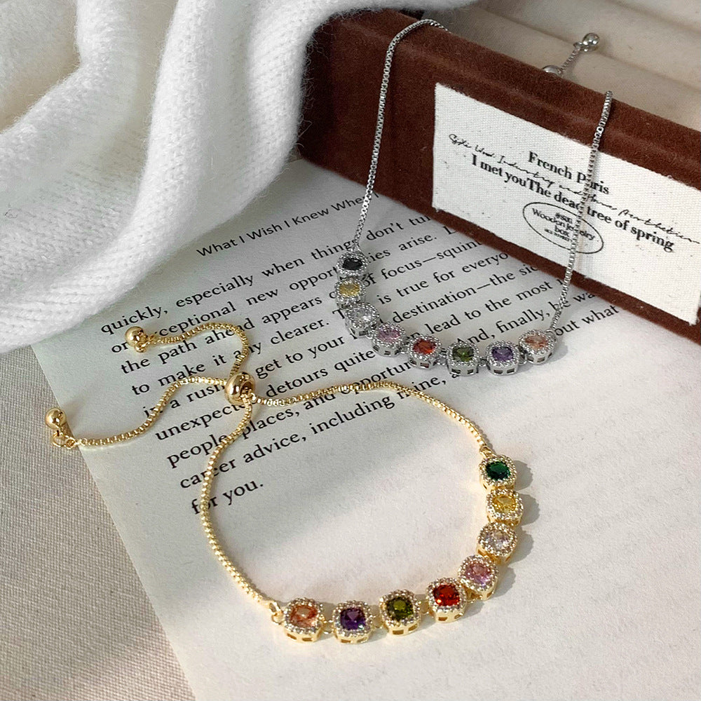Graceful Gemstone Chain Charm Bracelet