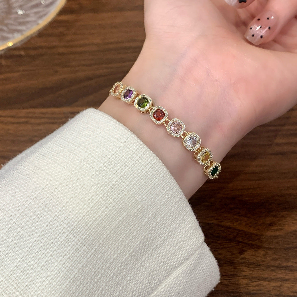 Graceful Gemstone Chain Charm Bracelet